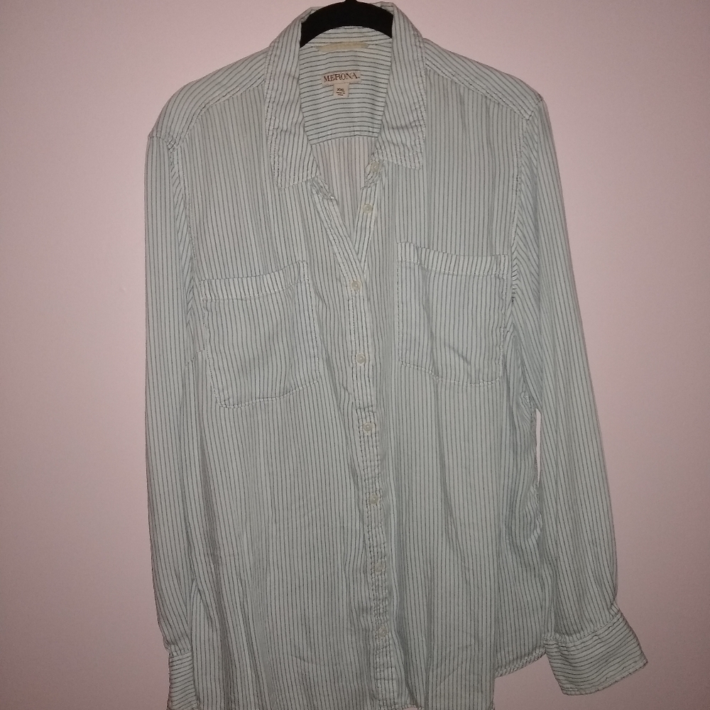 Blue and White Stripped Button Down Shirt